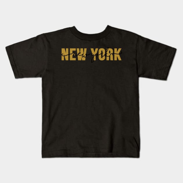 New York - Yellow Kids T-Shirt by emilystp23